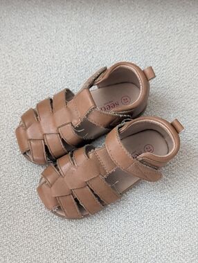 Seed Brown Leather Fisherman Sandals for Kids